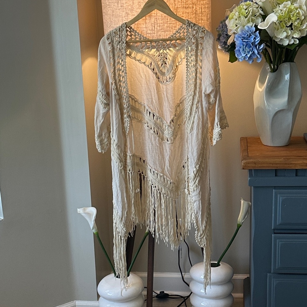Bohemian Macrame Crochet Fringe Cardigan